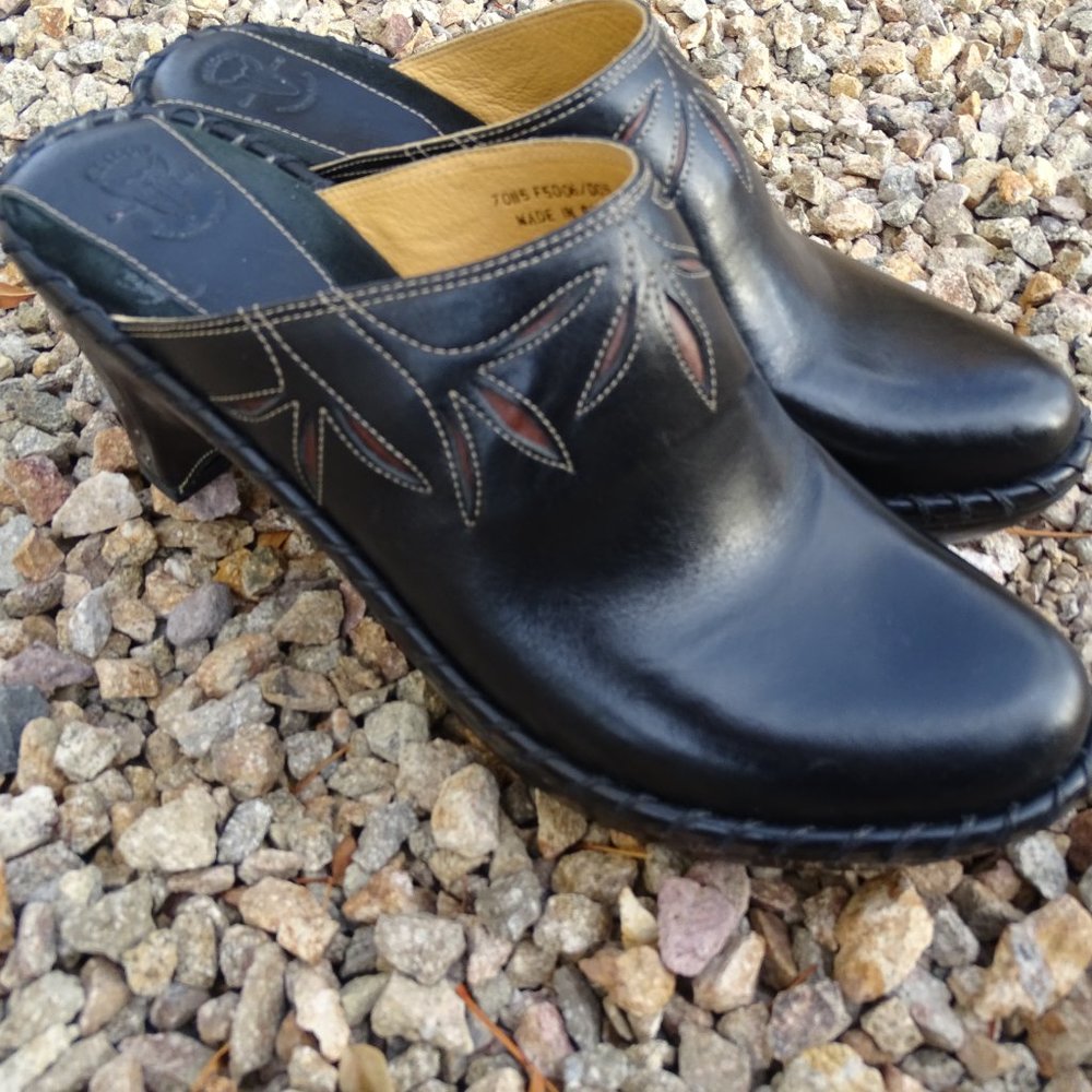 Frye Boots Charlotte Black Leather Clog Mule Slip On